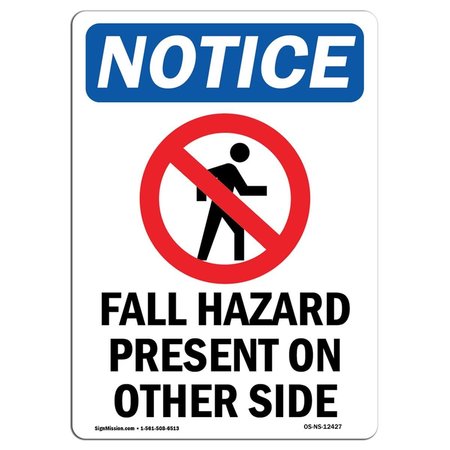 AMISTAD Notice Fall Hazard Present with Symbol OSHA Decal Sign AM2016133